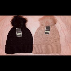 Black and Pink Pom Pom Hats